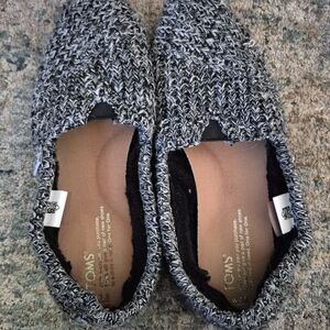 TOMS Charcoal and Black Knit Slip-Ons